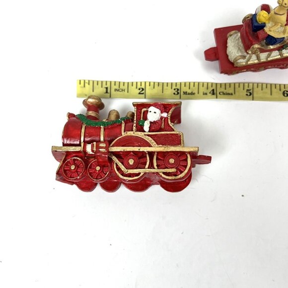Vintage Flambro 3 Pc Santa’s Train Set in a Box Christmas Mantel Shelf Decor - Picture 7 of 12